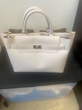 Call It Spring Cream Structured Satchel with Top Handles